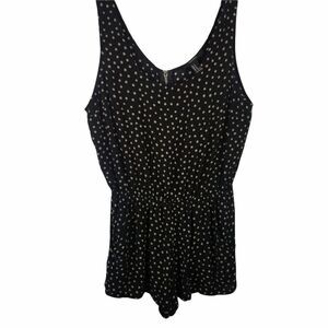 Black Polkadot Forever 21 Romper Zips in Back.